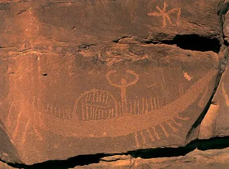 Wadi Barramiya - Boat and human figure - ca. 4.000 BCE. Arte predinástico Egipcio