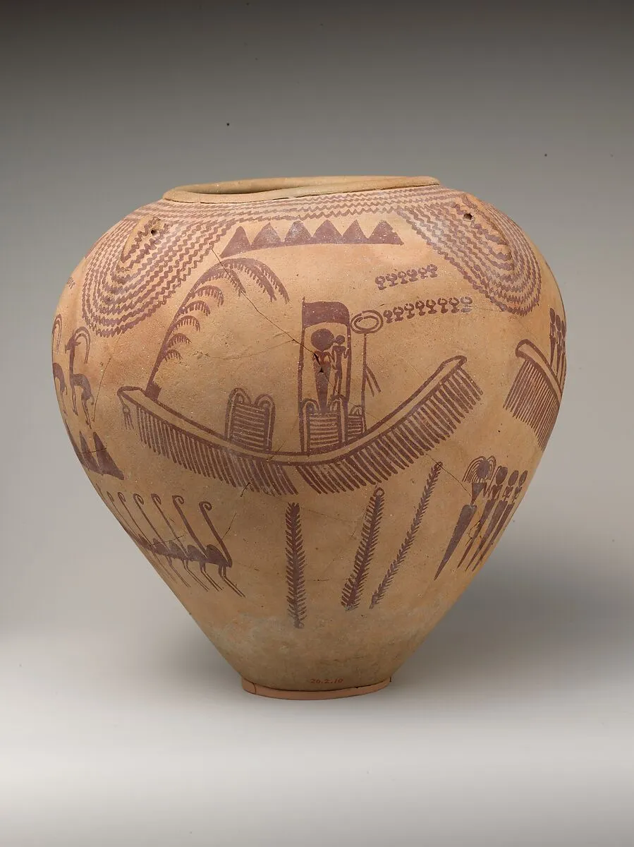 Decorated Ware Jar Depicting Ungulates and Boats with Human Figures. Ca. 3500–3300 B.C.